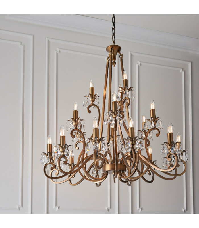 Oksana 21 Light Chandelier Antique Brass Finish E14-4