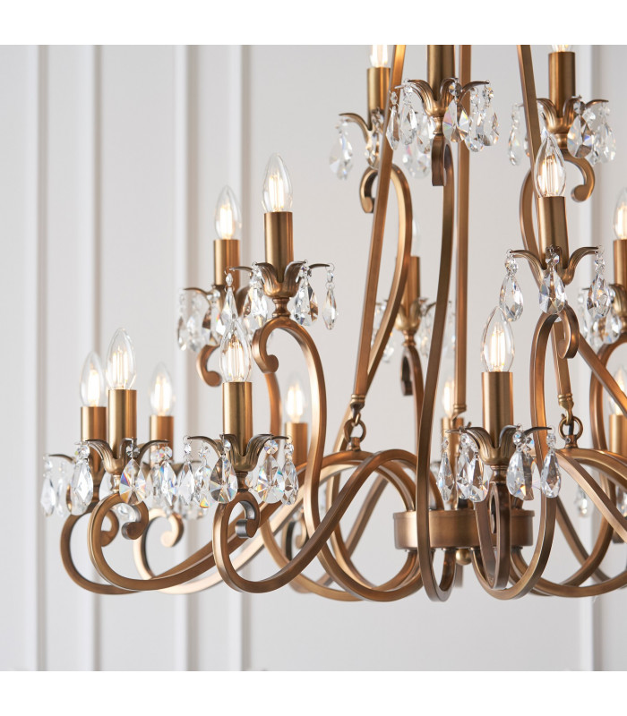 Oksana 21 Light Chandelier Antique Brass Finish E14-5