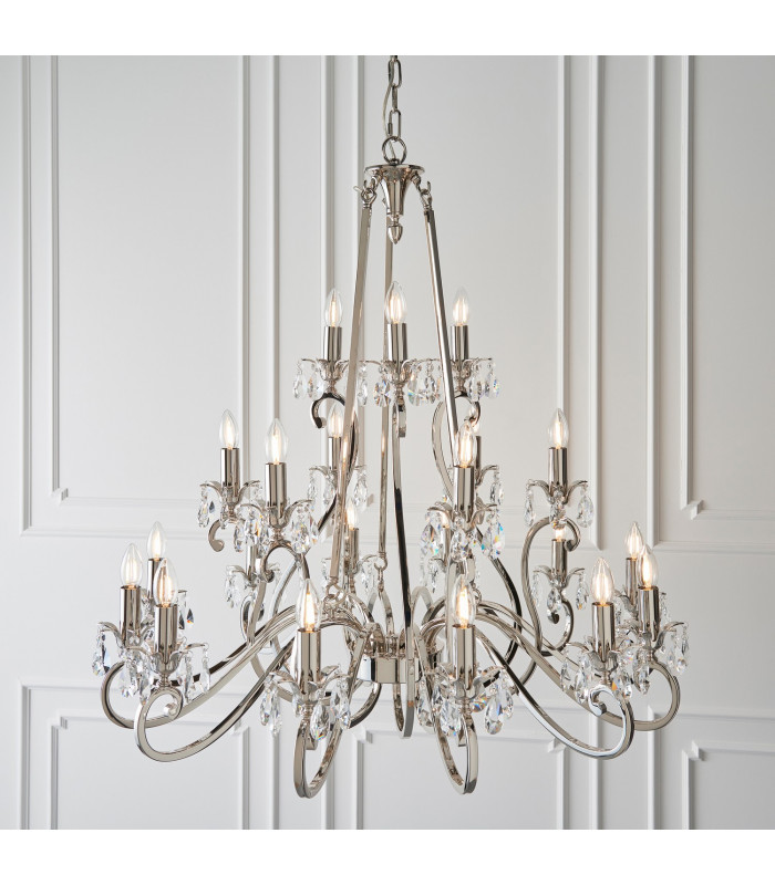 Oksana 21 Light Chandelier Polished Nickel Plate Finish E14-2