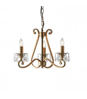 Oksana 3 Light Multi Arm Ceiling Pendant Chandelier Antique Brass E14-1