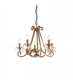 Oksana 5 Light Multi Arm Ceiling Pendant Chandelier Antique Brass E14-1