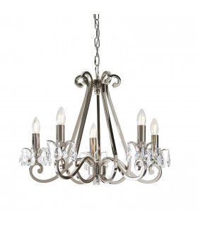 Oksana 5 Light Multi Arm Ceiling Pendant Chandelier Polished Nickel E14-1