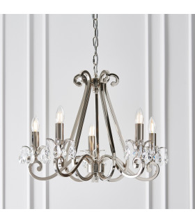 Oksana 5 Light Multi Arm Ceiling Pendant Chandelier Polished Nickel E14-2