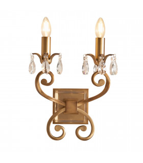 Oksana 2 Light Indoor Twin Candle Wall Light Antique Brass E14-1