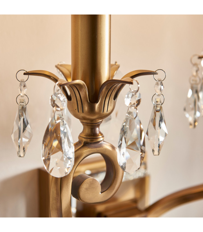 Oksana 2 Light Indoor Twin Candle Wall Light Antique Brass E14-4