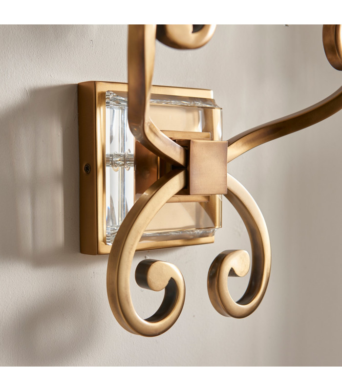Oksana 2 Light Indoor Twin Candle Wall Light Antique Brass E14-6
