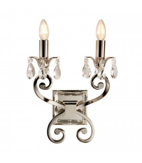 Oksana 2 Light Indoor Twin Candle Wall Light Polished Nickel Plate E14-1