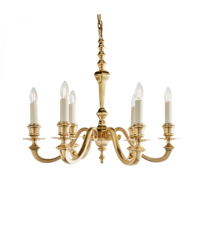 Fenbridge 6 Light Multi Arm Lamp Chandelier Solid Brass Gloss Cream Paint E14-1