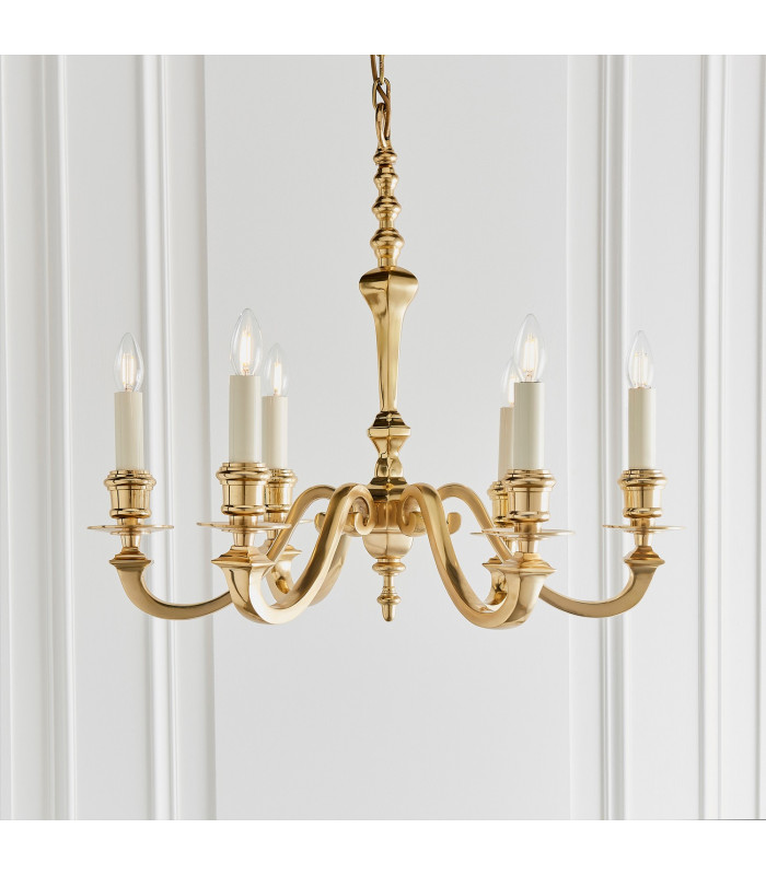 Fenbridge 6 Light Multi Arm Lamp Chandelier Solid Brass Gloss Cream Paint E14-2