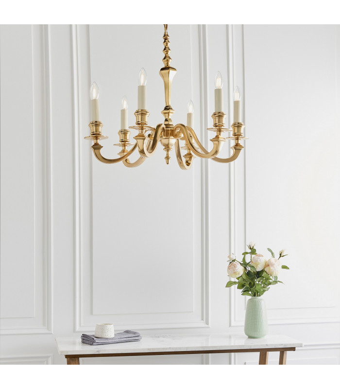 Fenbridge 6 Light Multi Arm Lamp Chandelier Solid Brass Gloss Cream Paint E14-4