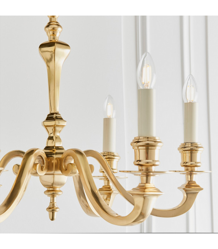 Fenbridge 6 Light Multi Arm Lamp Chandelier Solid Brass Gloss Cream Paint E14-6