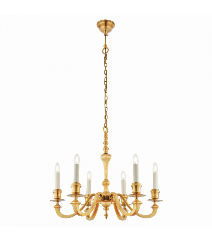 Fenbridge 6 Light Multi Arm Lamp Chandelier Solid Brass Gloss Cream Paint E14-7