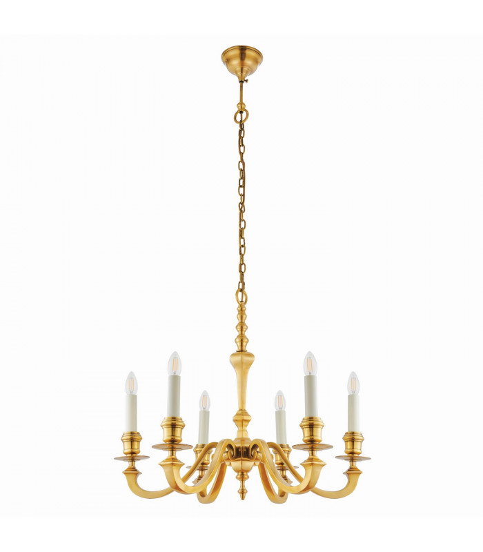 Fenbridge 6 Light Multi Arm Lamp Chandelier Solid Brass Gloss Cream Paint E14-8