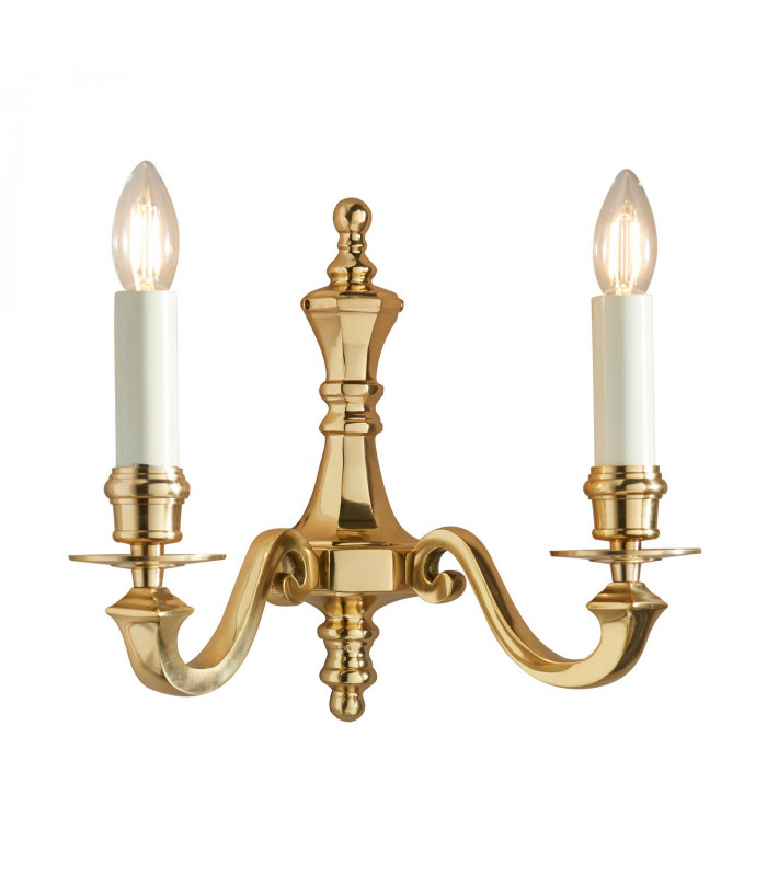 Fenbridge 2 Light Candle Candle Wall Light Solid Brass Gloss Cream Paint E14-1
