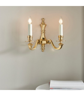 Fenbridge 2 Light Candle Candle Wall Light Solid Brass Gloss Cream Paint E14-2
