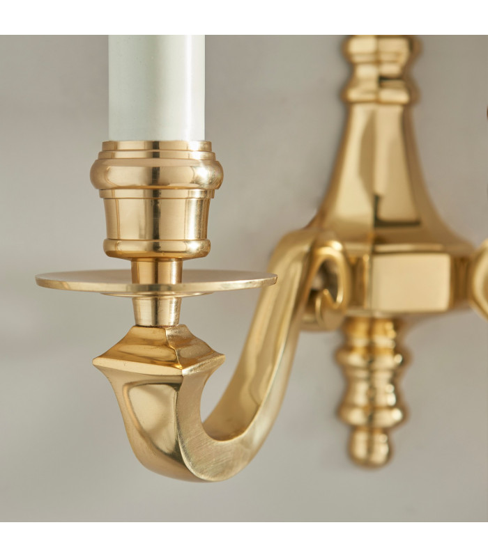 Fenbridge 2 Light Candle Candle Wall Light Solid Brass Gloss Cream Paint E14-3