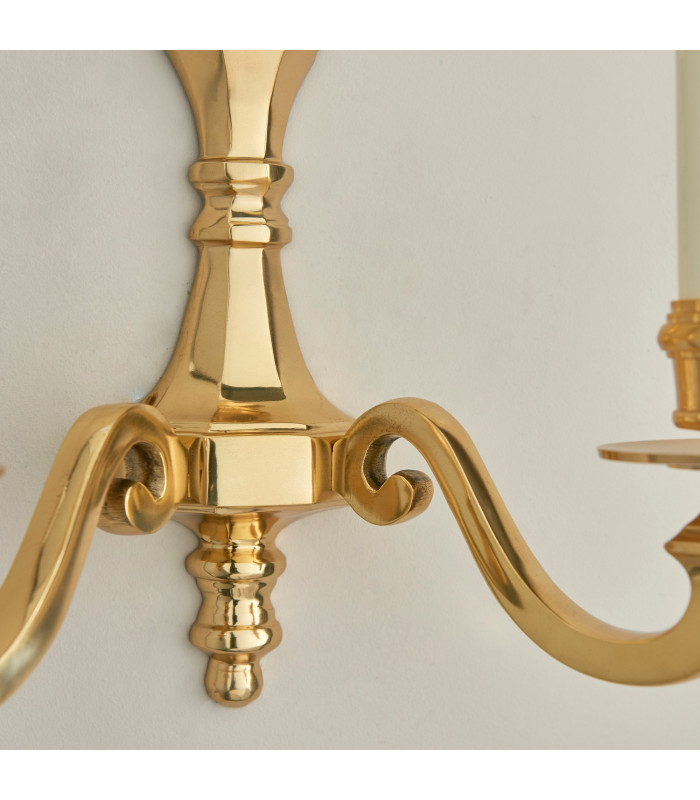 Fenbridge 2 Light Candle Candle Wall Light Solid Brass Gloss Cream Paint E14-4