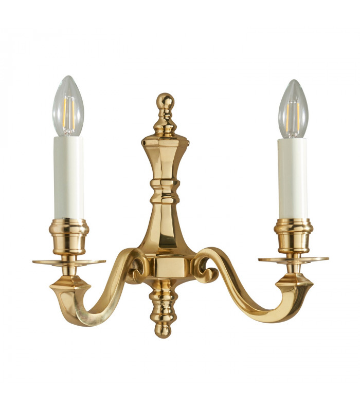 Fenbridge 2 Light Candle Candle Wall Light Solid Brass Gloss Cream Paint E14-5
