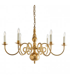 Chamberlain 6 Light Multi Arm Lamp Chandelier Solid Mellow Brass E14-1