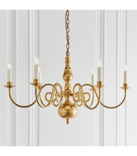 Chamberlain 6 Light Multi Arm Lamp Chandelier Solid Mellow Brass E14-2