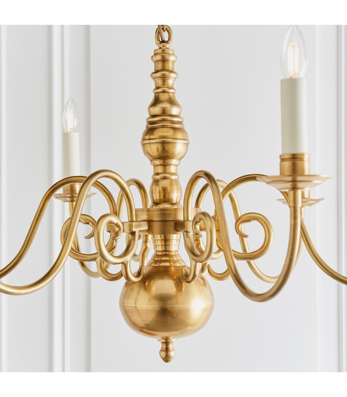Chamberlain 6 Light Multi Arm Lamp Chandelier Solid Mellow Brass E14-5