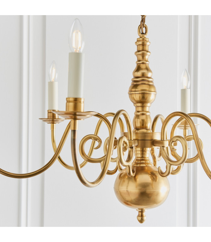 Chamberlain 6 Light Multi Arm Lamp Chandelier Solid Mellow Brass E14-6