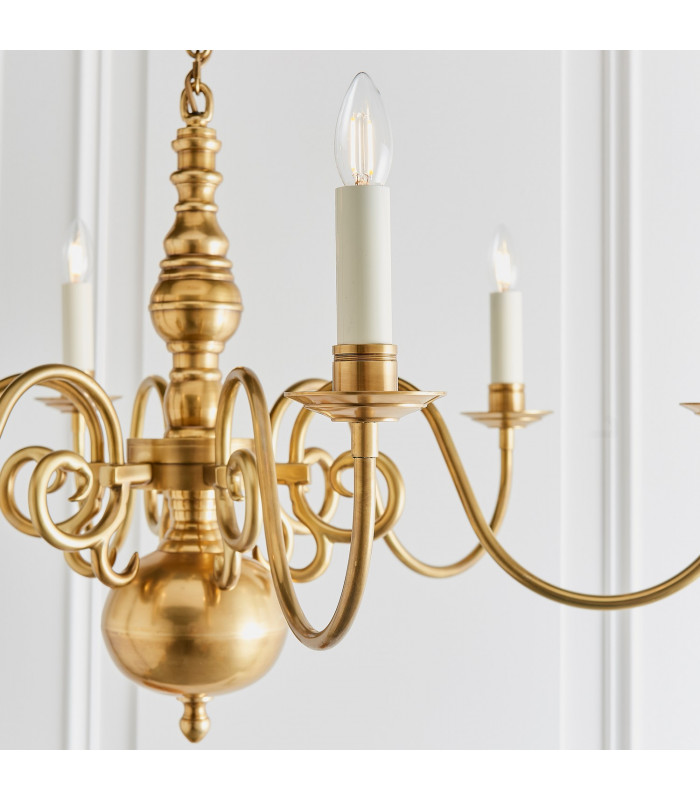 Chamberlain 6 Light Multi Arm Lamp Chandelier Solid Mellow Brass E14-7