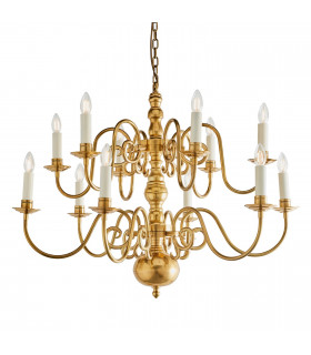 Chamberlain 12 Light Multi Arm Lamp Chandelier Solid Mellow Brass E14-1