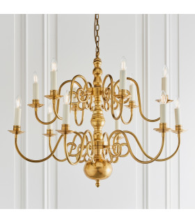 Chamberlain 12 Light Multi Arm Lamp Chandelier Solid Mellow Brass E14-2