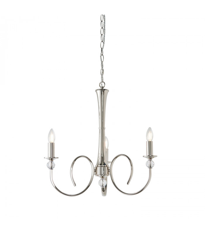 Fabia 3 Light Multi Arm Lamp Pendant Polished Nickel Plate Clear Crystal E14-1
