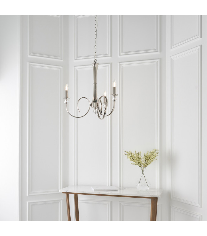 Fabia 3 Light Multi Arm Lamp Pendant Polished Nickel Plate Clear Crystal E14-5