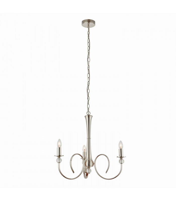 Fabia 3 Light Multi Arm Lamp Pendant Polished Nickel Plate Clear Crystal E14-6
