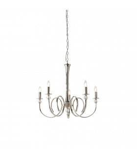 Fabia 5 Light Multi Arm Lamp Pendant Polished Nickel Plate Clear Crystal E14-1