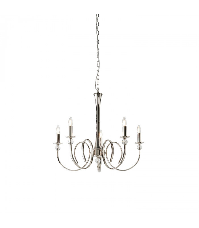 Fabia 5 Light Multi Arm Lamp Pendant Polished Nickel Plate Clear Crystal E14-1