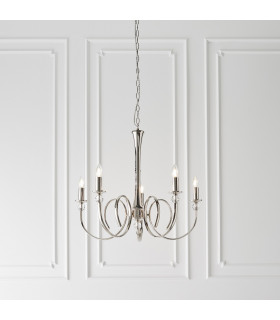 Fabia 5 Light Multi Arm Lamp Pendant Polished Nickel Plate Clear Crystal E14-2