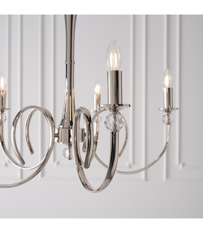 Fabia 5 Light Multi Arm Lamp Pendant Polished Nickel Plate Clear Crystal E14-5
