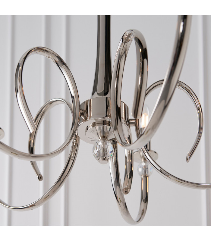Fabia 5 Light Multi Arm Lamp Pendant Polished Nickel Plate Clear Crystal E14-7