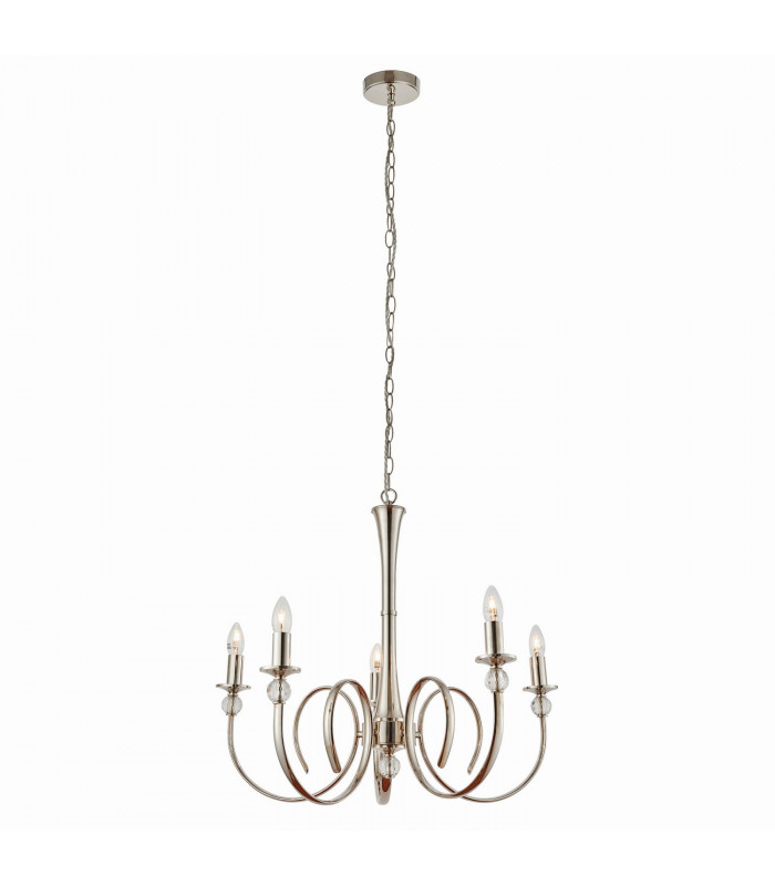 Fabia 5 Light Multi Arm Lamp Pendant Polished Nickel Plate Clear Crystal E14-8