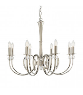 Fabia 8 Light Multi Arm Lamp Chandelier Polished Nickel Plate Clear Crystal E14-1