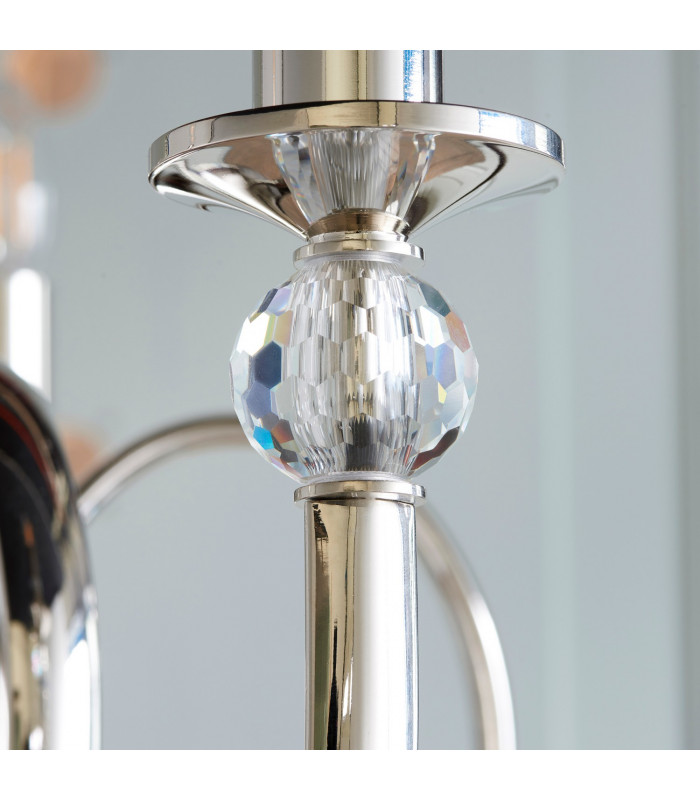 Fabia 8 Light Multi Arm Lamp Chandelier Polished Nickel Plate Clear Crystal E14-8