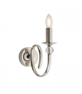 Fabia 1 Light Candle Candle Wall Light Polished Nickel Plate Clear Crystal E14-1