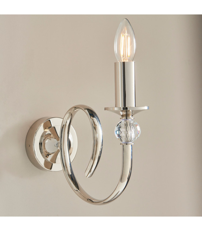 Fabia 1 Light Candle Candle Wall Light Polished Nickel Plate Clear Crystal E14-2