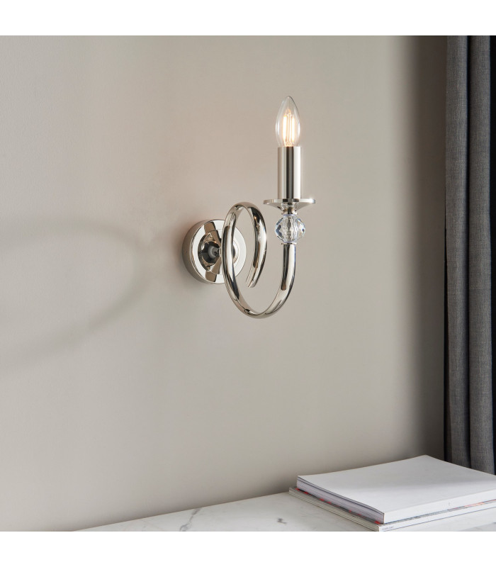 Fabia 1 Light Candle Candle Wall Light Polished Nickel Plate Clear Crystal E14-3