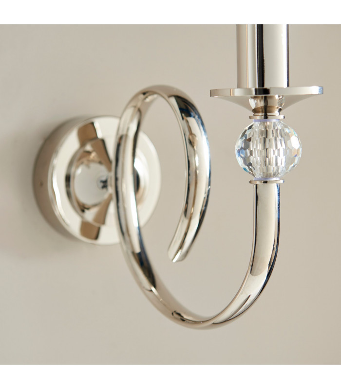 Fabia 1 Light Candle Candle Wall Light Polished Nickel Plate Clear Crystal E14-6