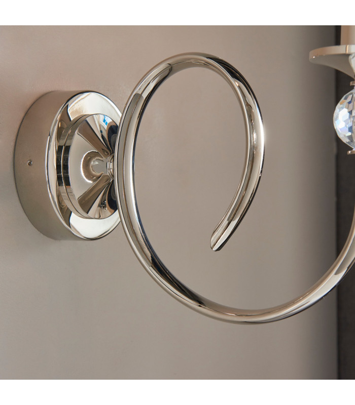 Fabia 1 Light Candle Candle Wall Light Polished Nickel Plate Clear Crystal E14-8