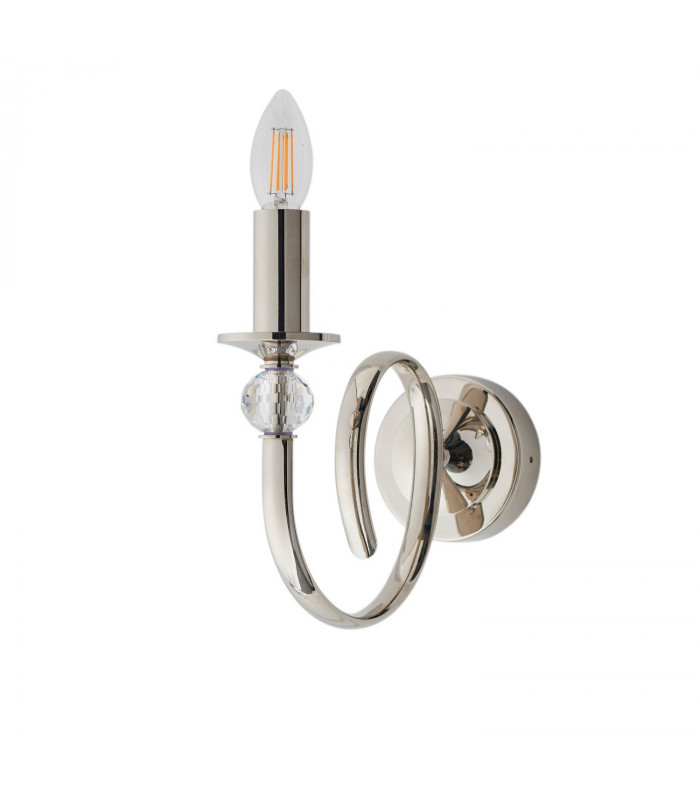 Fabia 1 Light Candle Candle Wall Light Polished Nickel Plate Clear Crystal E14-10