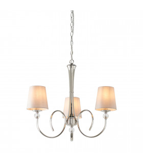 Fabia 3 Light Multi Arm Shade Pendant Polished Nickel Plate Marble Silk E14-1