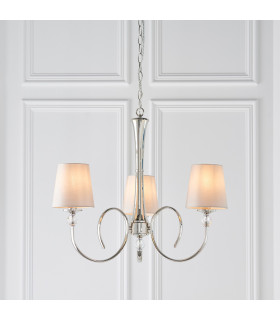 Fabia 3 Light Multi Arm Shade Pendant Polished Nickel Plate Marble Silk E14-2