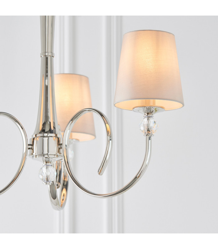 Fabia 3 Light Multi Arm Shade Pendant Polished Nickel Plate Marble Silk E14-5