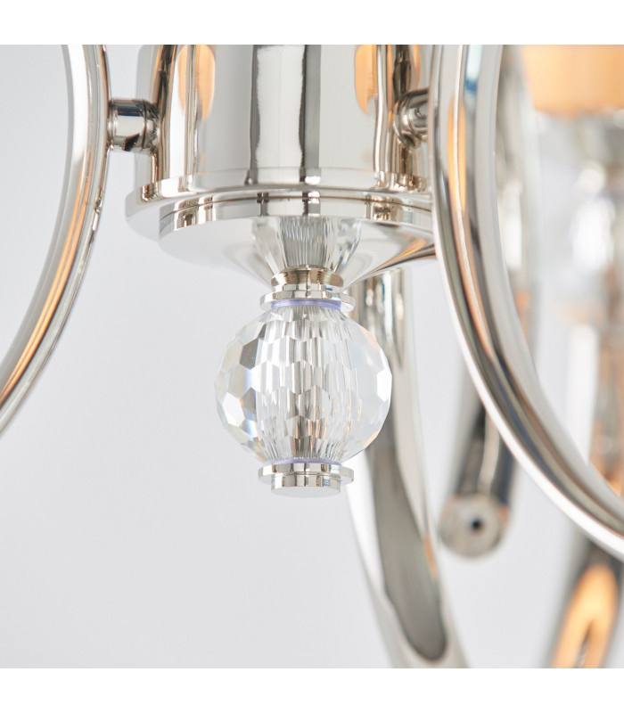 Fabia 3 Light Multi Arm Shade Pendant Polished Nickel Plate Marble Silk E14-7
